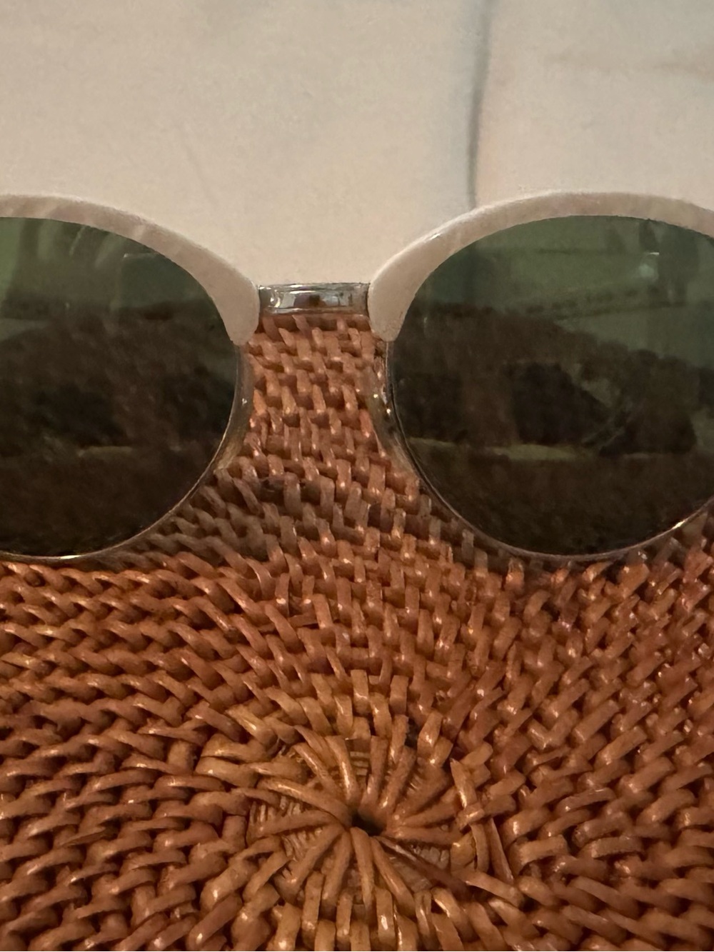 Ray-Bans Silver/white marble look Frame Sunglasses with Green Lenses